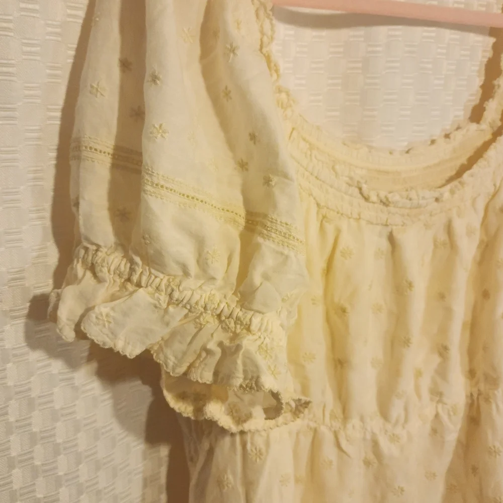 Ruffle Sleeve Milkmaid Cream Colored Mink Dress Women's CottageCore Puff Sleeve - Picture 8 of 8